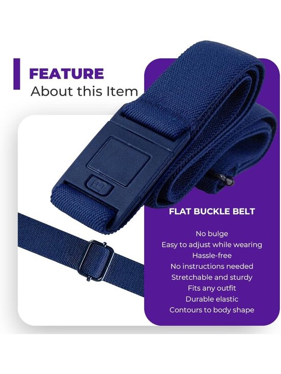 Adjustable Elastic No Show Belts for Women - Stretchy, Flat Buckle, No Bulge